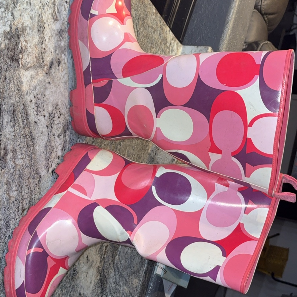 Coach Pink and Purple Patterned Winter Boots